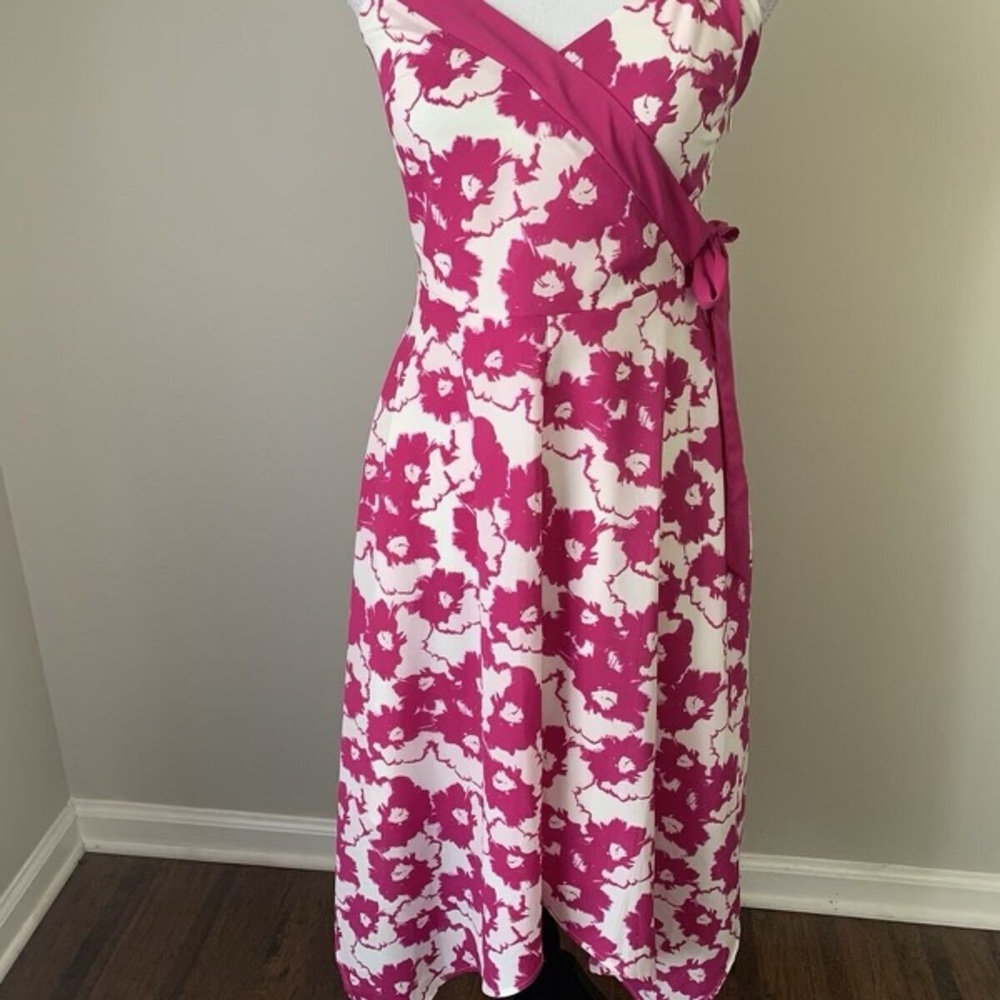 Floral Pink and White Wrap Dress